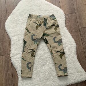 Zara Kids Beige and Green Dino Print Leggings